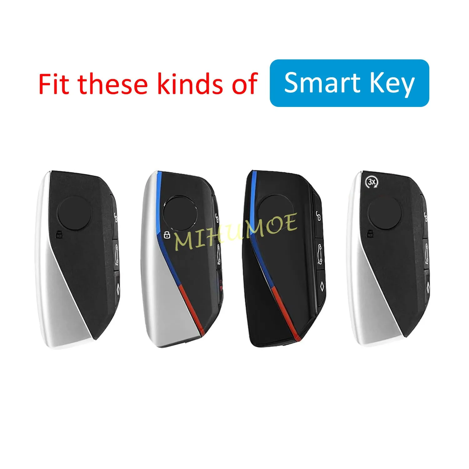 For BMW 2 7-Series Active Tourer (U06) X1 X5 X6 X7 iX XM Black Transparent Car Key Fob Case Cover Keychain Ring Accessories