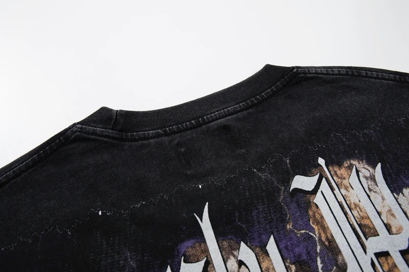 Schwarzes Western Cowboy Pferde-Grafik T-Shirt für Herren Vintage Distressed Acid Wash Strass T-Shirts Lässige Sommer-Oberteile – Detail 11