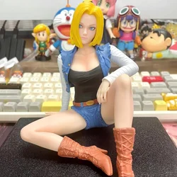 Dragon Ball Z Figure Android 18 Figures Lazili Action Figure Pvc Sitting Posture Girl Model Dolls Collect Room Ornaments Gifts