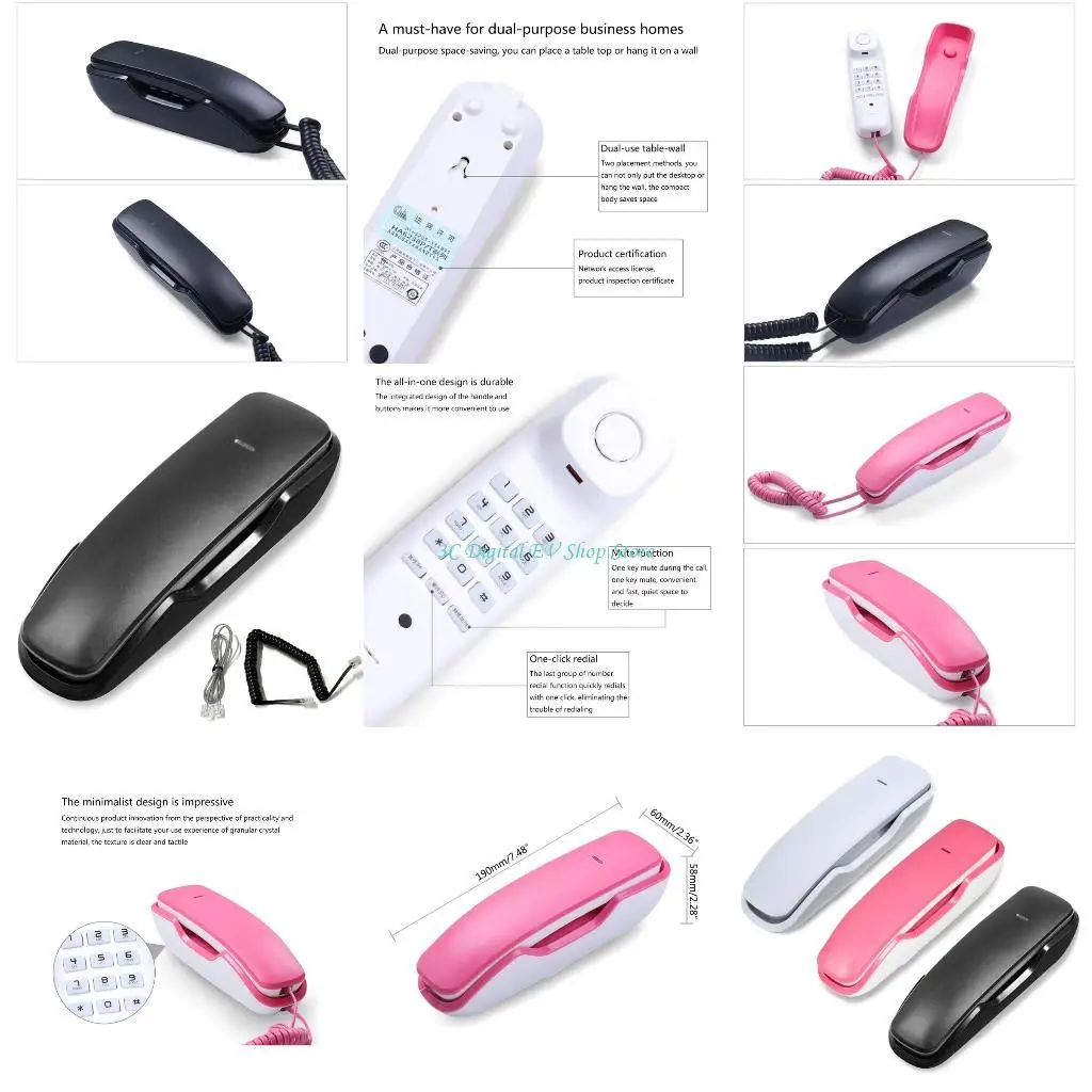 E74D A061 Wall-Mounted Telephone Push Button Phones Fixed Landlines for Home Hotel