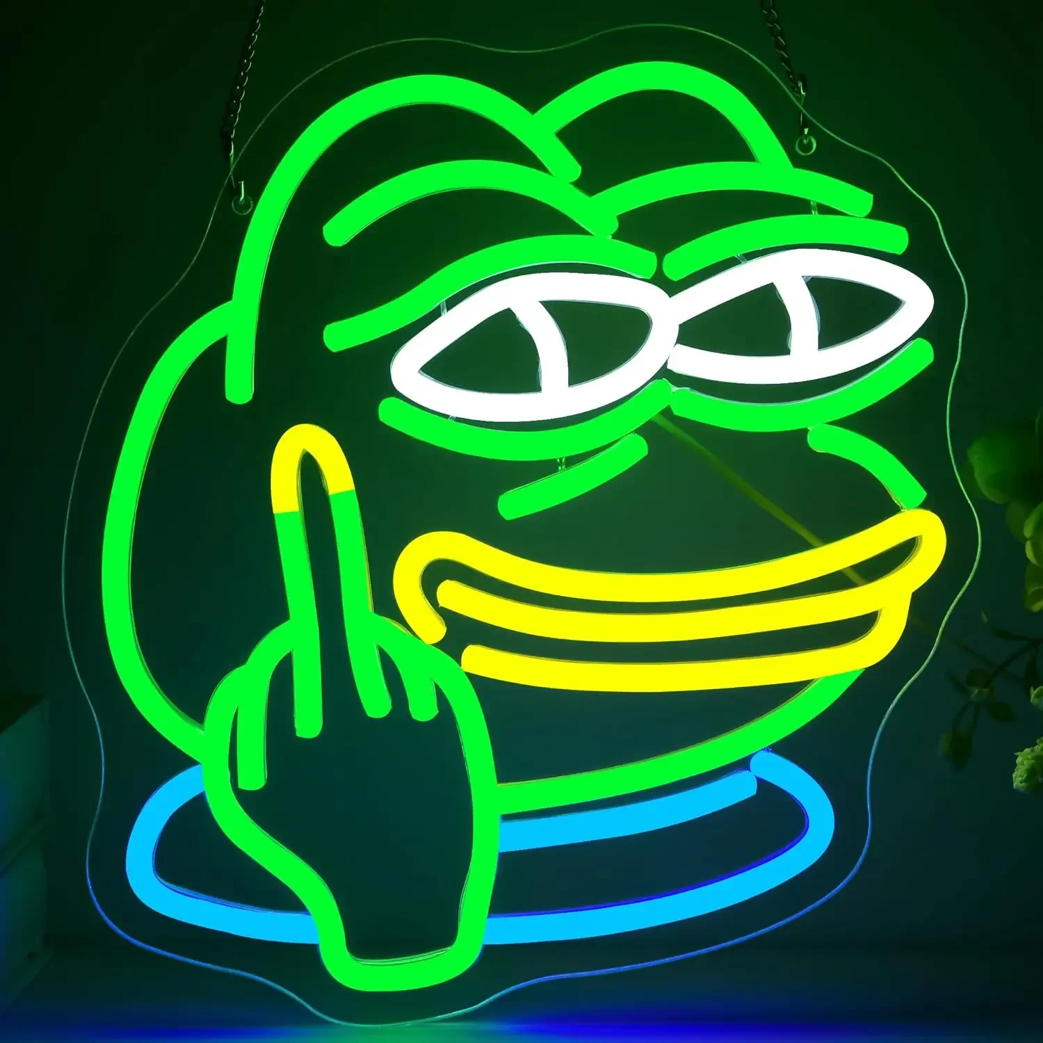 Pepe Frog Meme Neon Sign Funny Green Frog LED Wall Art USB Powered Acrylic Glow Lamp Game Room Bar Party Decor Hanging Light