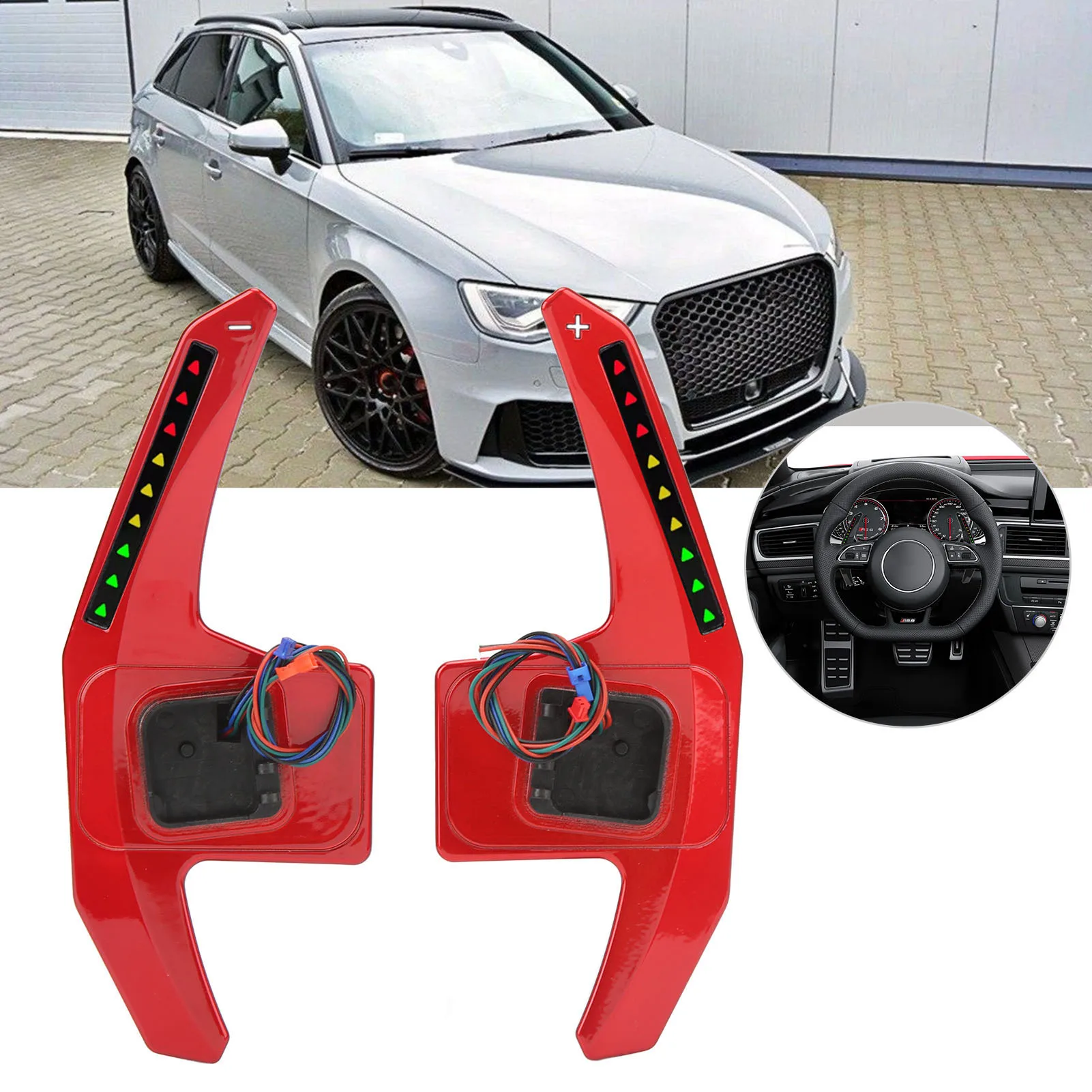 

Extended Paddle Shifter RPM Speed Display Steering Wheel Shift Paddle 500RPM To 9000RPM Adjustable 165mm 1 Pair for Vehicle