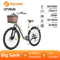 Cysum Cityrun Electric Bike, 26''Adult ebike, Electric City E-Bike 36V10AH Lithium Battery Electric Bicycle , 250W Engine 25km/h