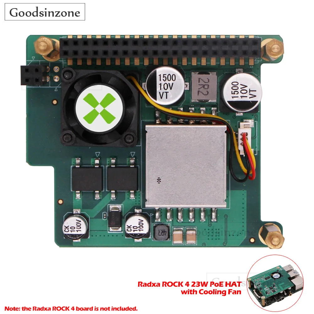 

Radxa ROCK 4 23 Вт PoE HAT с охлаждающим вентилятором — IEEE 802.3at, совместимый с ROCK 4A/4B/4A+/4B+/4SE