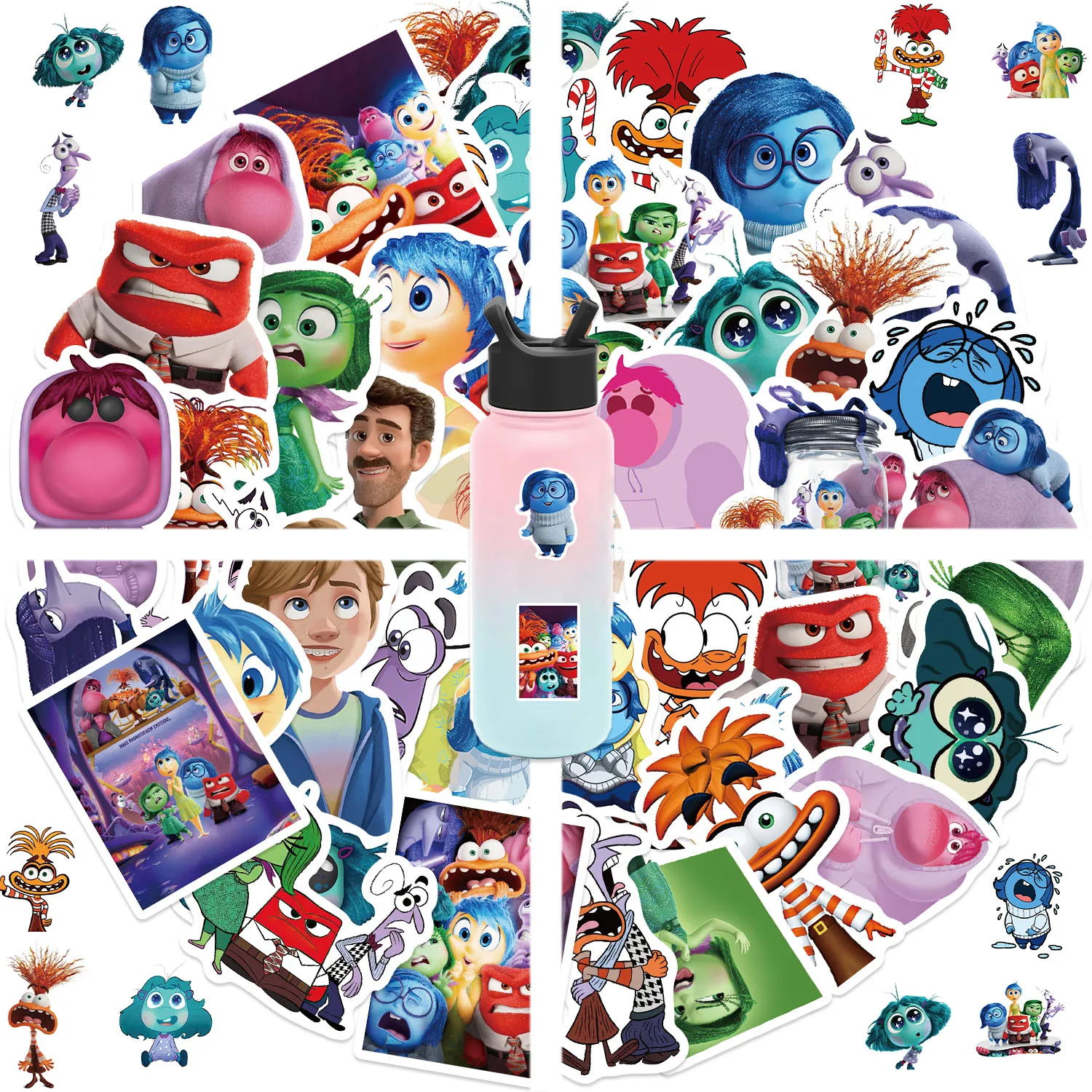 50pcs Disney Movie INSIDE OUT Stickers Kid Cartoon Sticker Waterproof Scrapbooking Laptop Skateboard Bike Funny Decal Toys