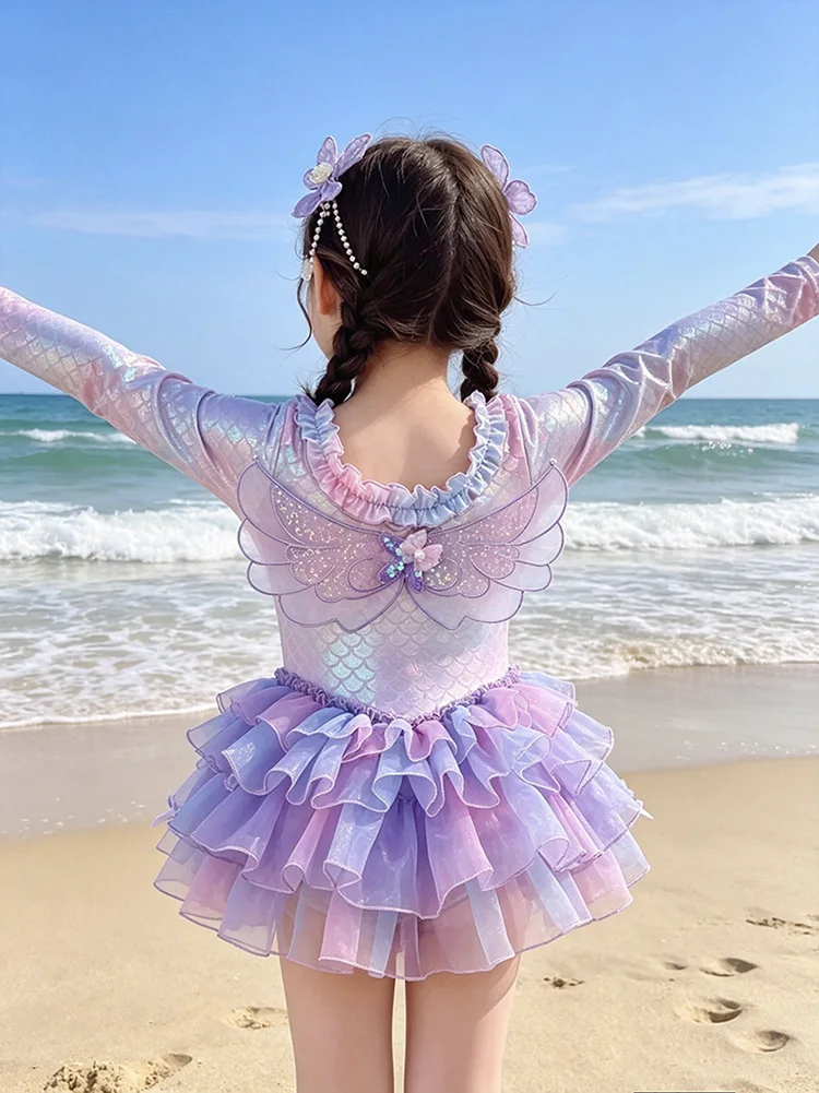 2026 New Baby Summer Girls Cosplay Swimwear , Princess Kids Sweet Fashion Swimsuits  3-10T