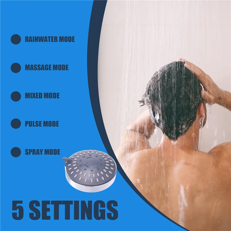 

Душевая насадка, 5-настройство душевой насадки высокого давления с регулируемым поворотным шаровым шарниром-A27R