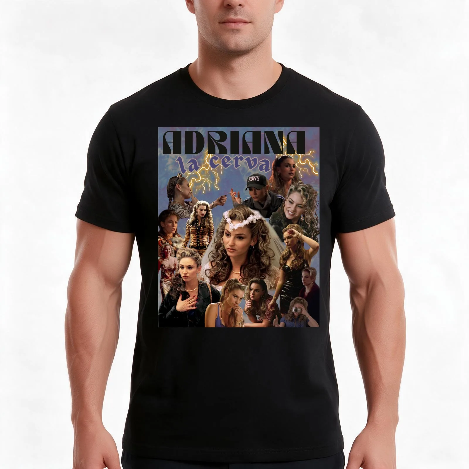 Adriana La Cerva Cool Retro Acid Wash Art T-Shirt, Summer Casual Cotton Tee, Oversized Streetwear Tops, Vintage Graphic Print