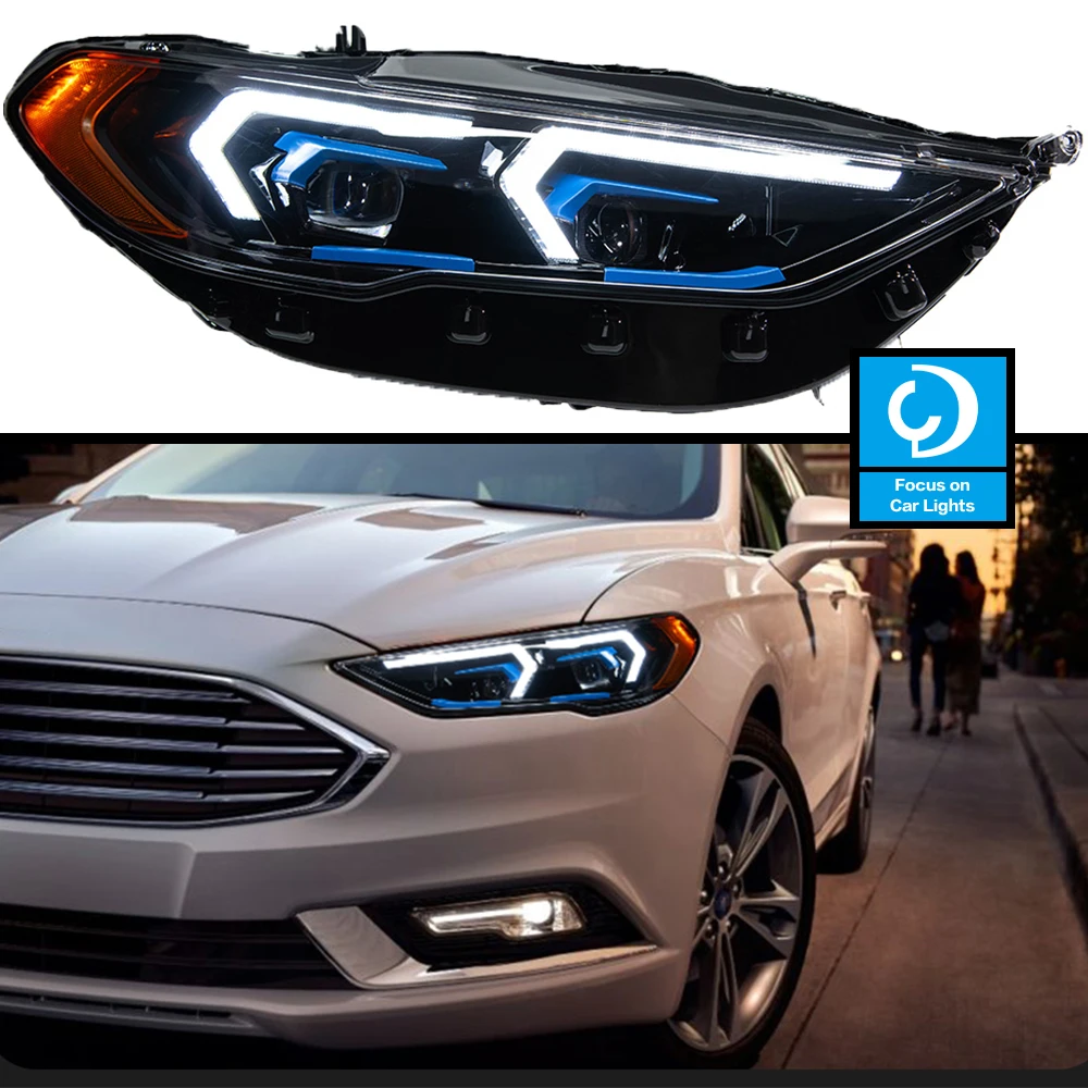 Head Lamp For Ford Mondeo Fusion 2017-2020 Headlights Fog Lights Daytime Running Lights DRL H7 LED Bi Xenon Bulb Car Accessories