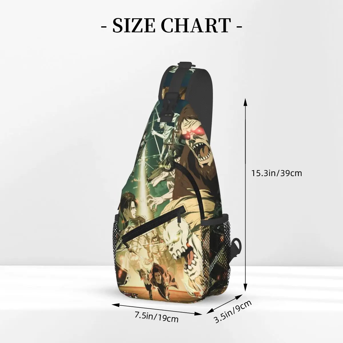 Attack On Titan Chest Bag Men Sling Crossbody Backpack Chest Bag Traveling Hiking Daypack Shoulder Bag