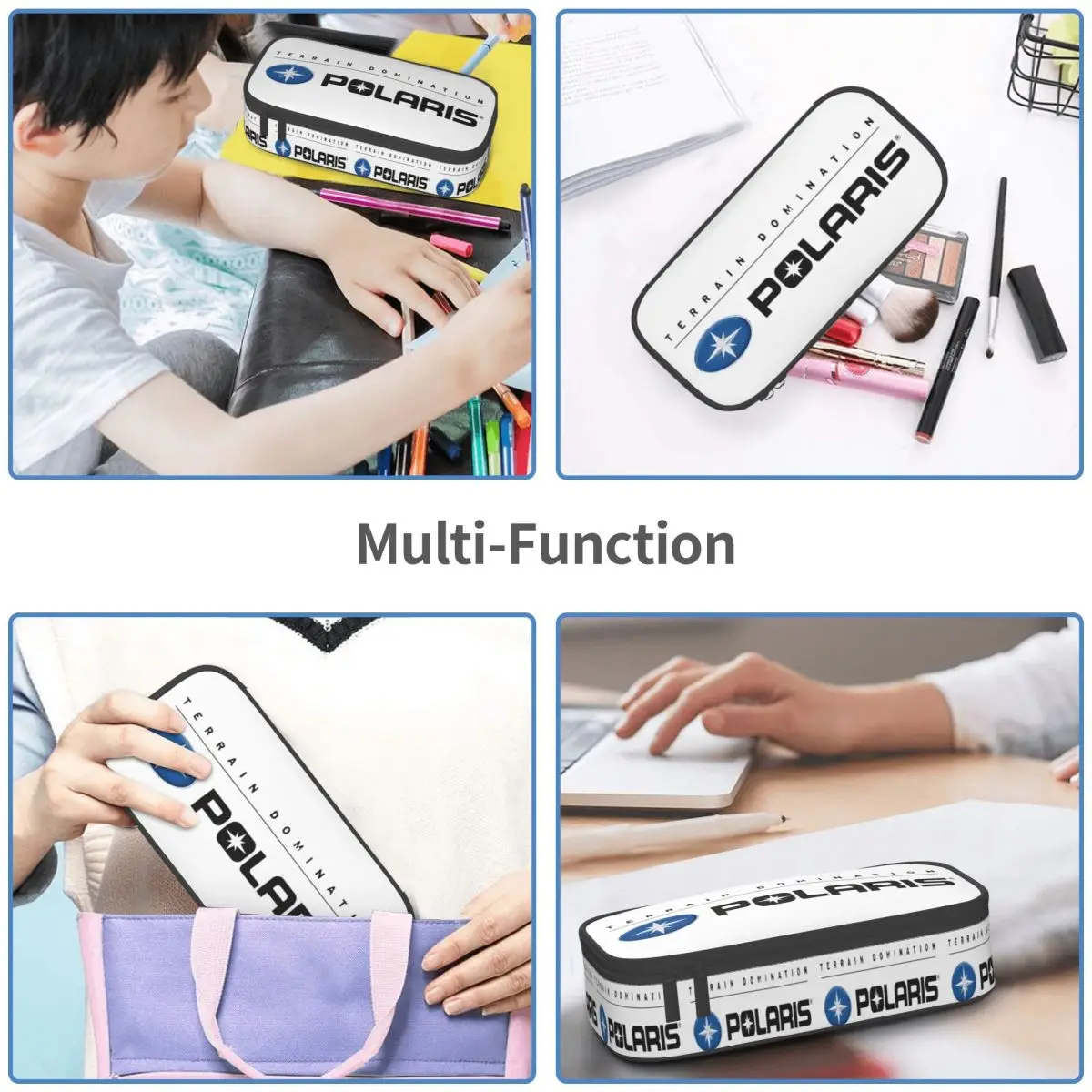 مقلمة بشعار Polaris Snowmobiles للأولاد والبنات، صندوق أقلام هدايا، حقيبة أقلام رصاص، لوازم مكتبية، حقيبة حامل قلم