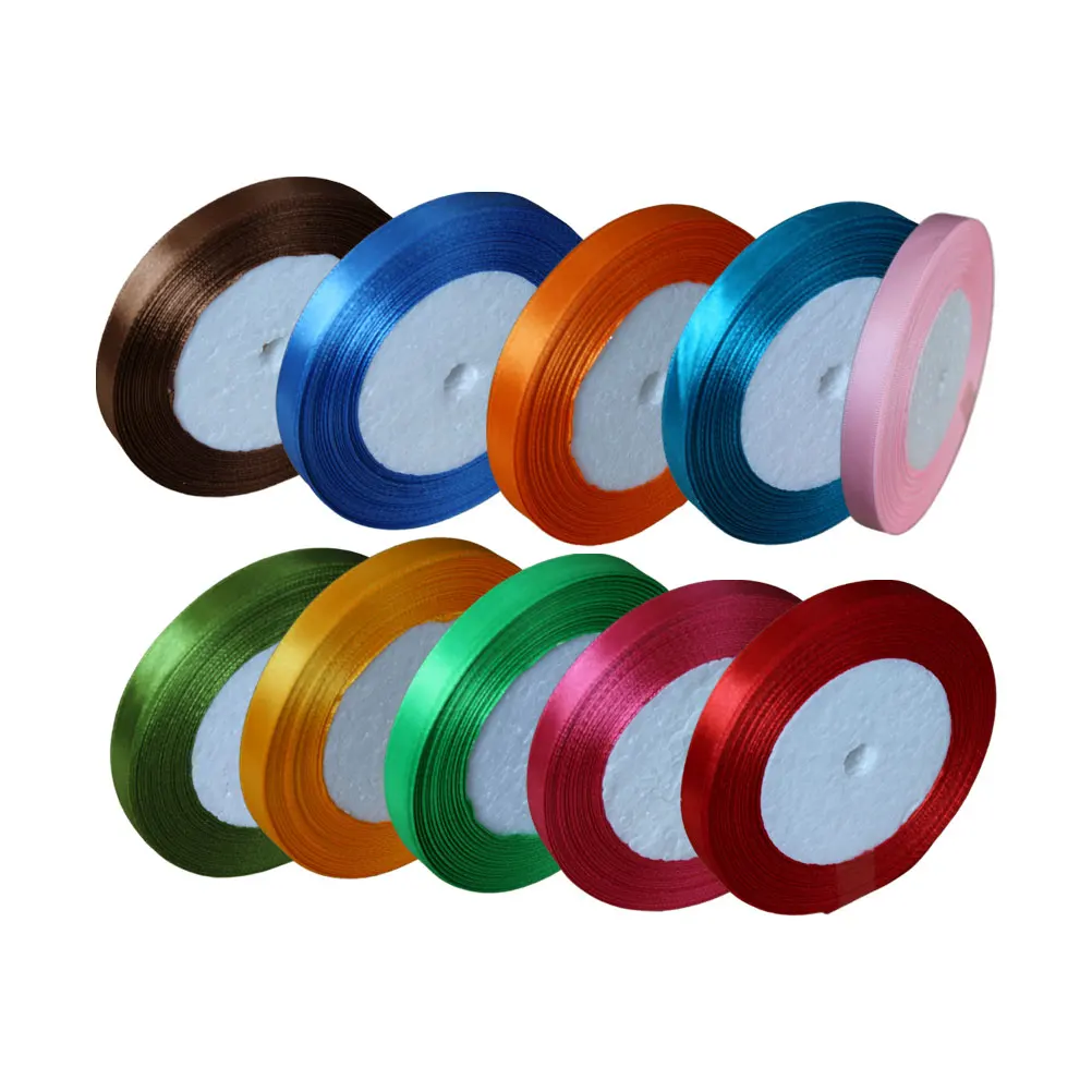

10 Rolls Polyester Webbing Gift Wrapping Ribbon Strip Christmas Cake DIY Ribbons Premium Material Durable Beautiful Color Party