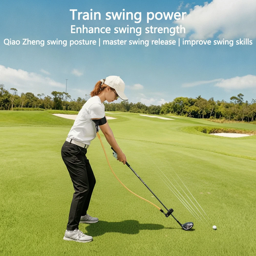 FzcSpeed Golf Swing Elastic Rope Trainer Golf Swing Strength Auxiliary Exerciser Beginner Swing Practice Training Supplies