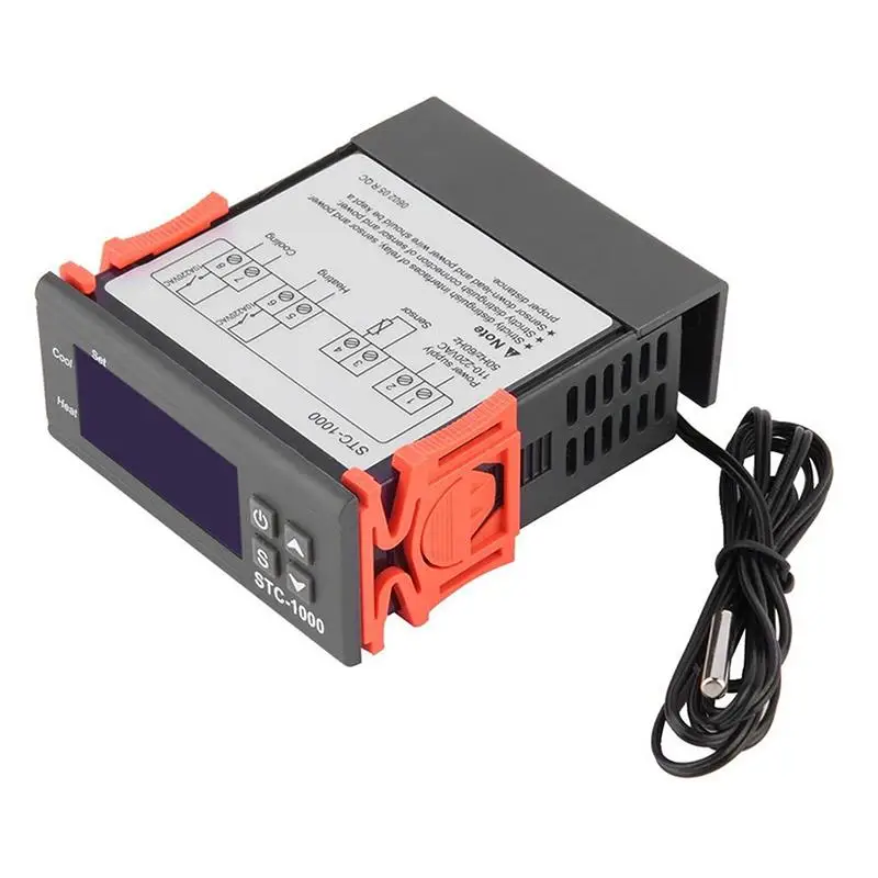 STC 1000 Digital Temperature Controller: Dual Heating Cooling Function NTC Sensor Probe Aquarium Incubator