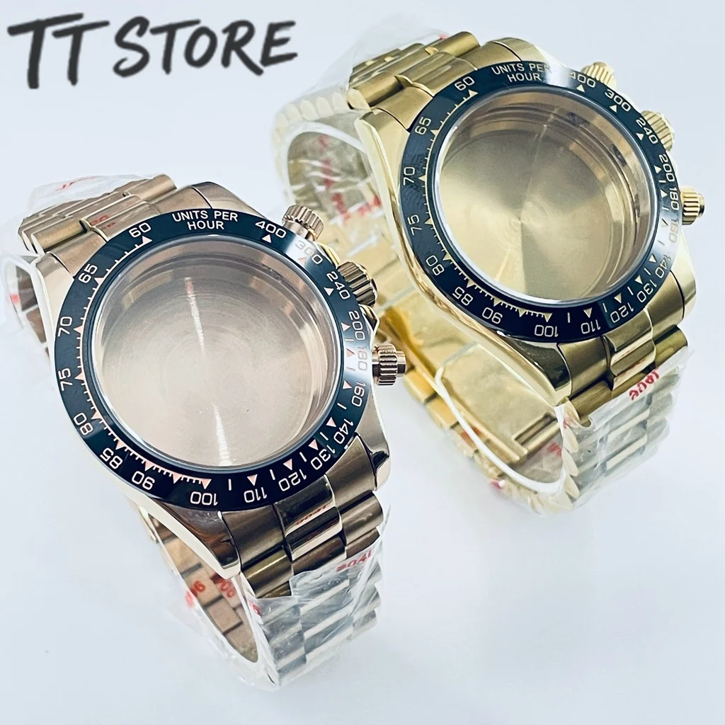 40mm VK63 Case Classic Watch Case, Stainless Steel Watch Strap, Fit Daytona Style, VK63 Quartz Movement Watch Accessor