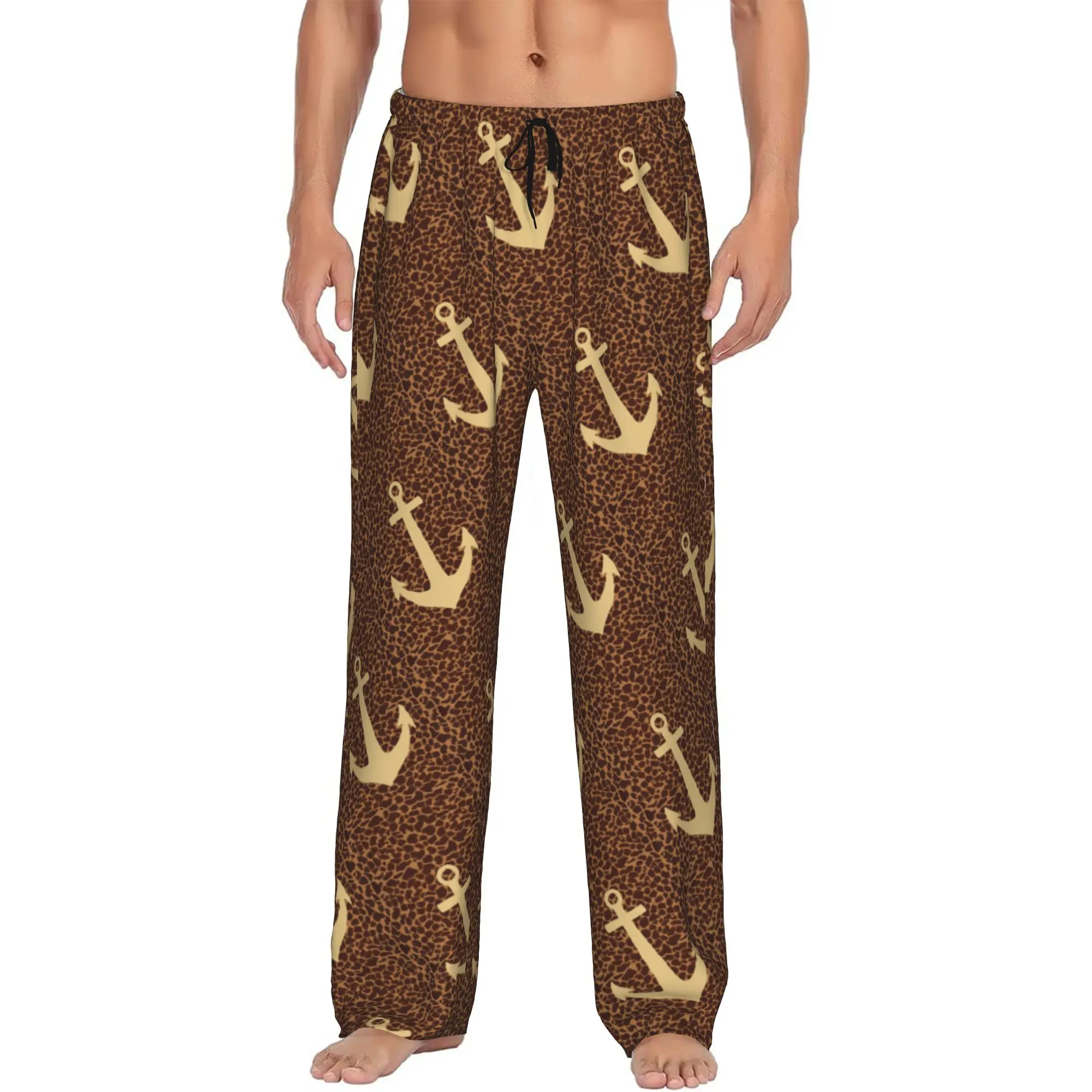 Custom Print Men Nautical Sailors  Pajama Pants  Sleepwear Sleep Lounge Bottoms with Pockets