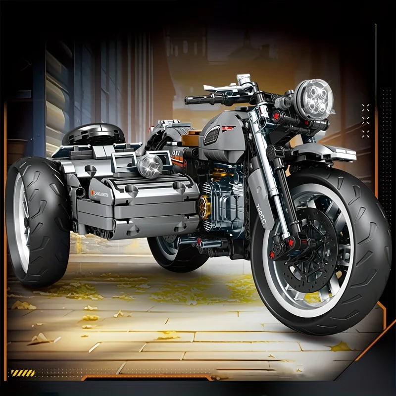 

808pcs Vintage Motorcycle Model Building Blocks Set for Home & Office Decor Ideal Gift Display Piece Collectible Model Kit