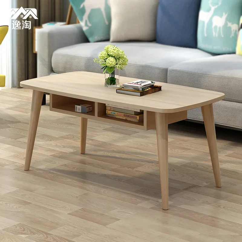 Simple Solid Wood  Legs Coffee  Living Room Mini Small Coffee Table Simple Small Apartment Small Tea Table