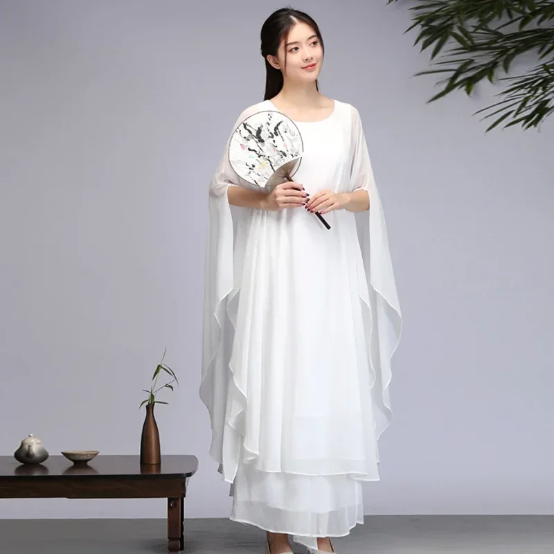 

Traditional Chinese Style Clothing Women Yoga Set Linen Loose Sweatshirt Pant Female Meditation Tai Chi Set Cheongsam Suit 12130