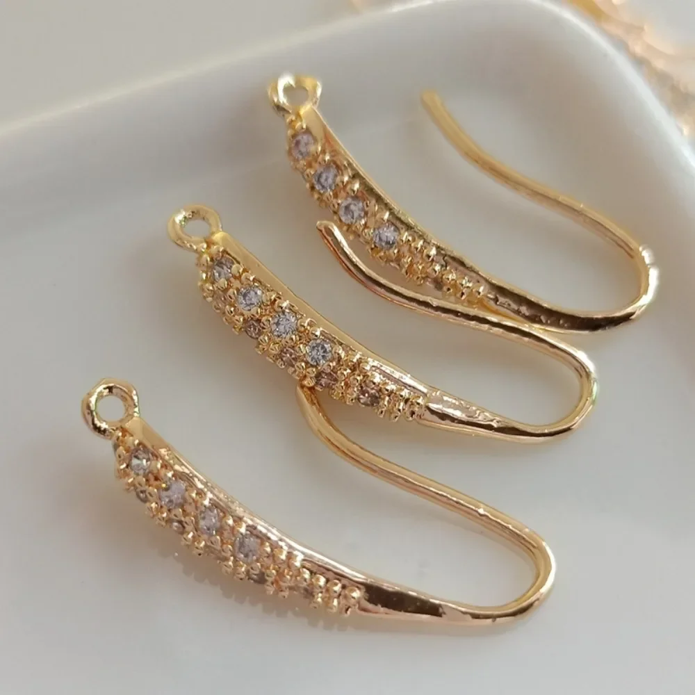 خرز مطلي بالذهب عيار 14 قيراط مرصع بالزركون أقراط بسيطة على شكل كاتربيلر مواد وإكسسوارات ذاتية الصنع #3