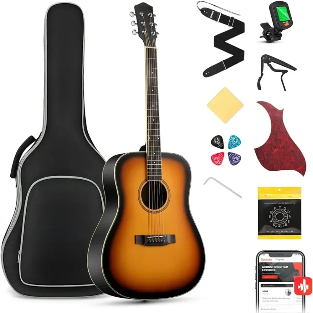 

Acoustic Guitar for Beginner Adult Full Size Bundle Kit with Free Online Lesson Bag Strap Tuner Right Hand 41 Inch