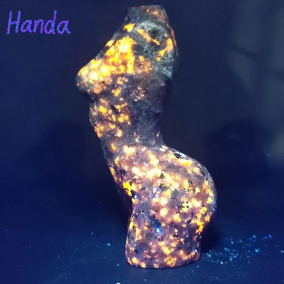 Crystal Goddess Natural Yooperlite Statue Powerful Chakra Energy Wicca Flame Stones Woman Torso Healing Spiritual Witchcraft
