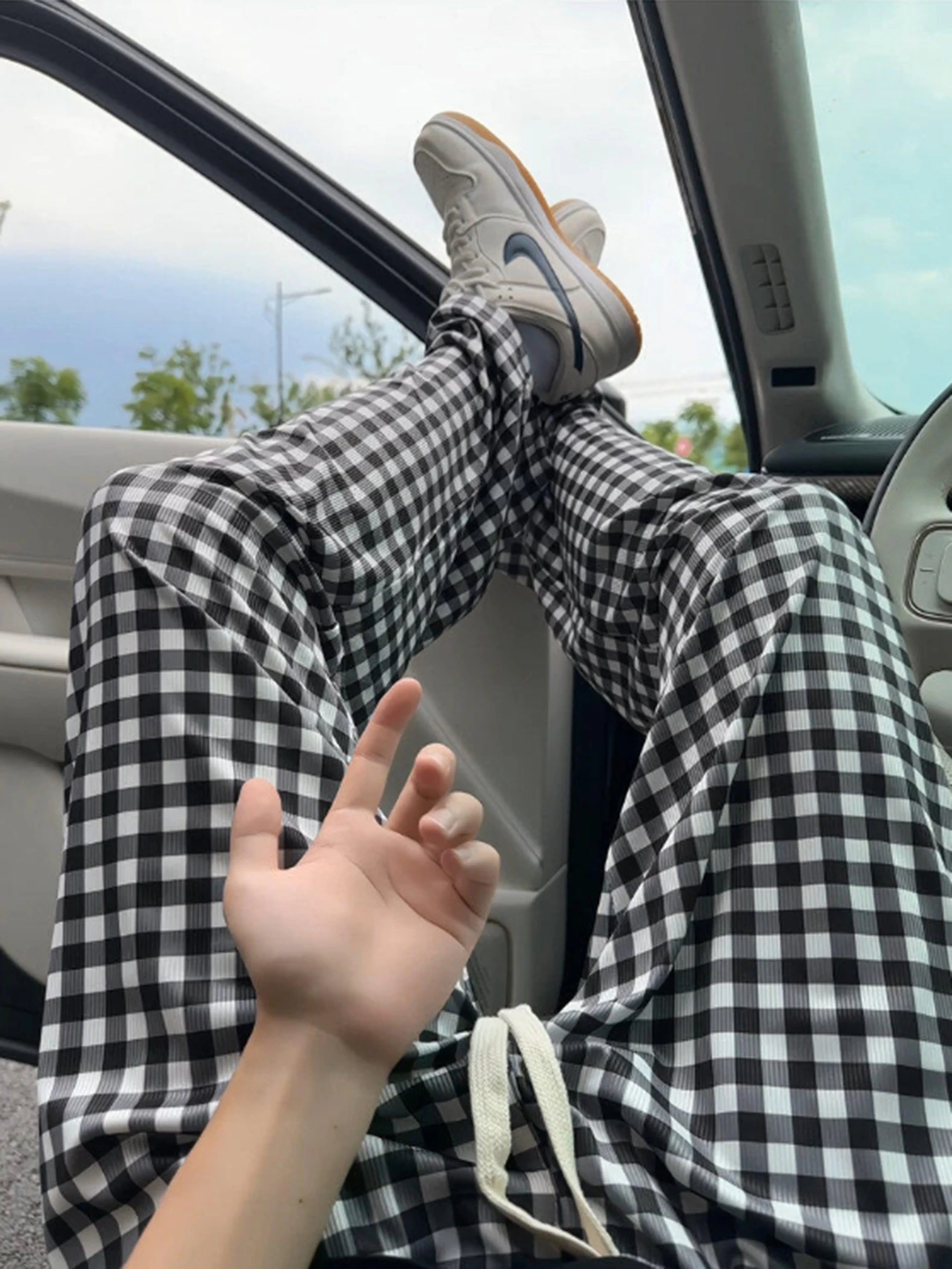 

Мужские летние тонкие брюки Cleanfit Bla White Ice Silk в клетку, дышащие, с эффектом прохлады, свободного кроя, прямые штанины