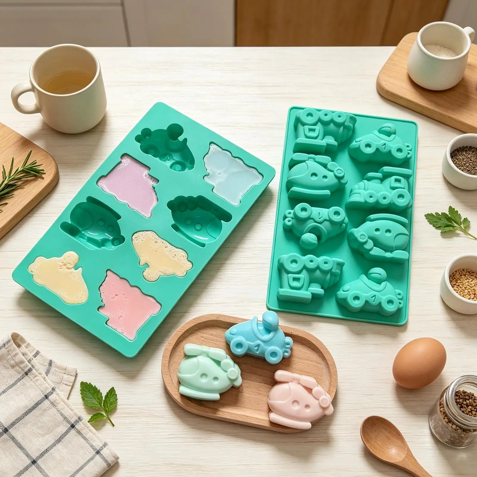 Silicone Candy Molds 8-cavity car helicopter shaped silicone mold  for 3D chocolate cream cake Decorations DIY Baking Molds