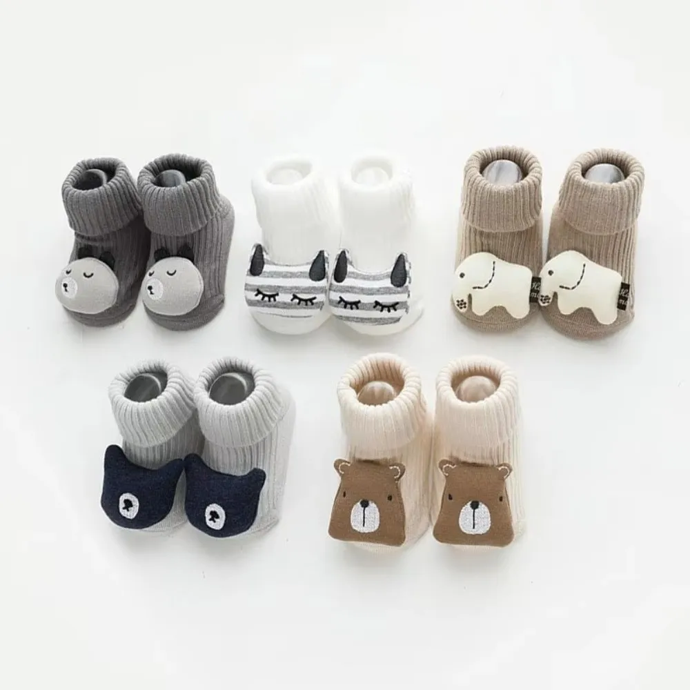 Kawaii 0~3 Years Old Baby Socks Anti-Slip Sole Cartoon Animal Infant Socks Floor Socks Toddler