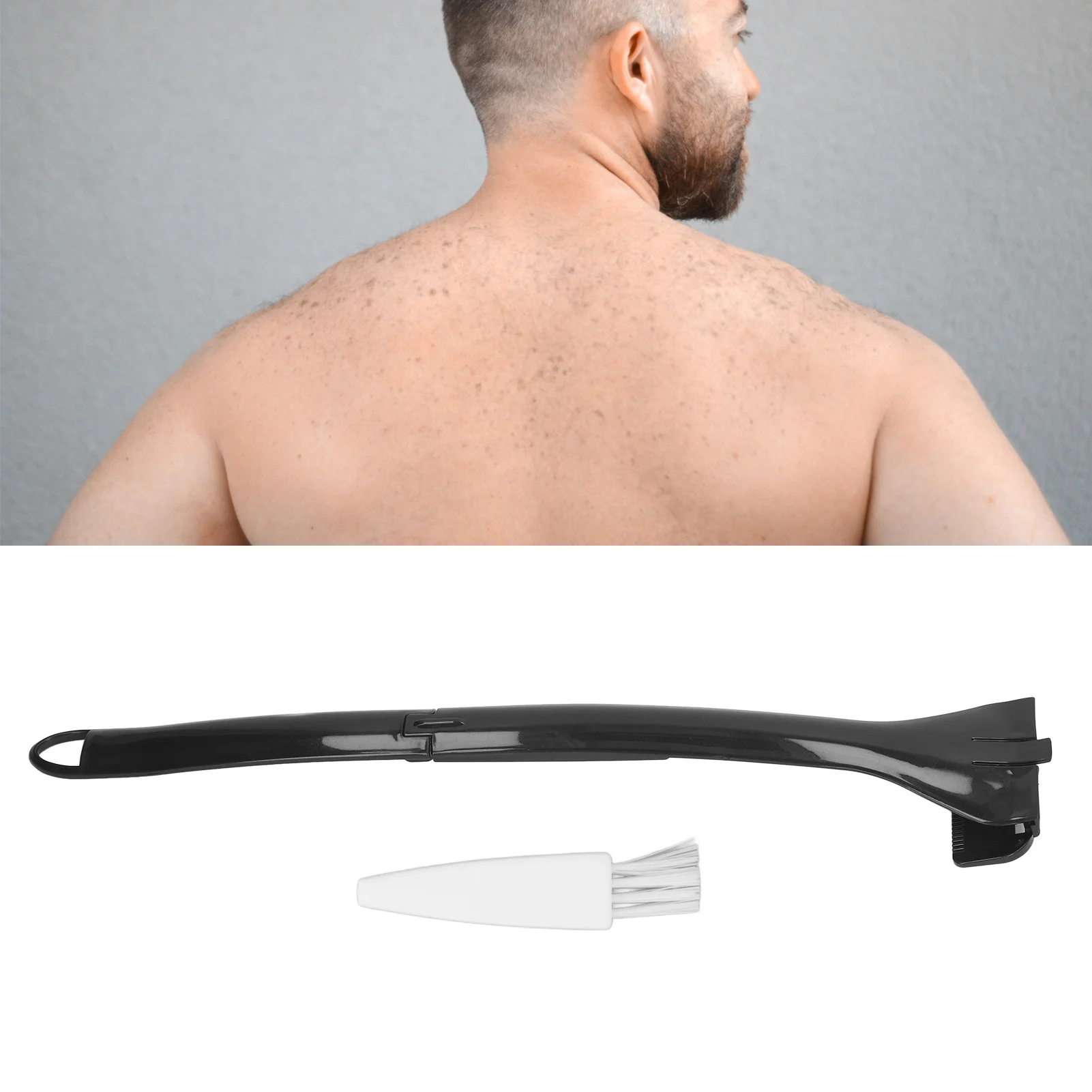Tondeuse arrière pliable tondeuse arrière longue poignée pliable confortable nettoyage du dos tondeuse manuelle pour hommes tondeuse de nettoyage du dos