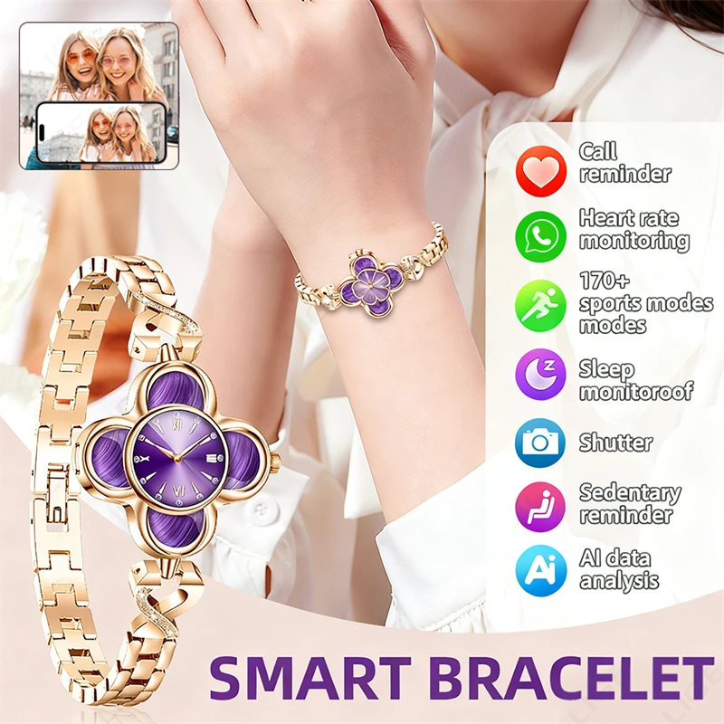 

LIGE Ladies Quartz Clock Bluetooth Smart Watch Women Heart Rate Health Monitor Sports Waterproof Smart Bracelet Zinc Alloy Chain