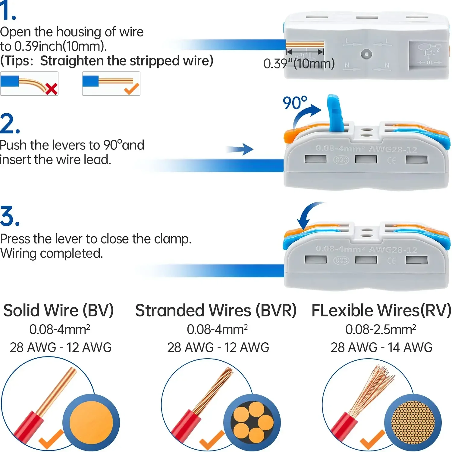 Wholesale SPL/FD/PCT Universal Quick Lever Wire Connectors Electrical Wire Terminals for Any Circuit Inline Splices 28-12 AWG