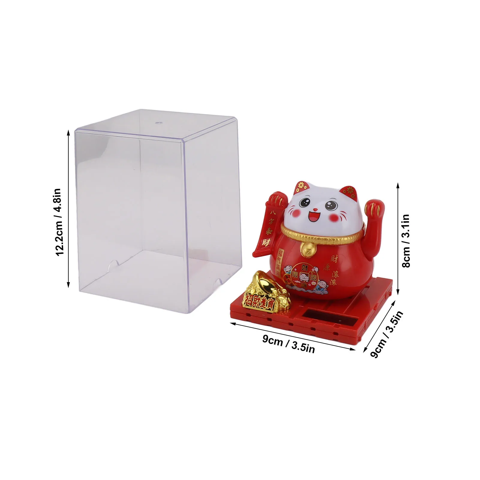 Solar Powered Waving Cat Practical Energy Saving Cute Rustproof Drop Resistant Solar Waving Cat with Transparent Box for Home