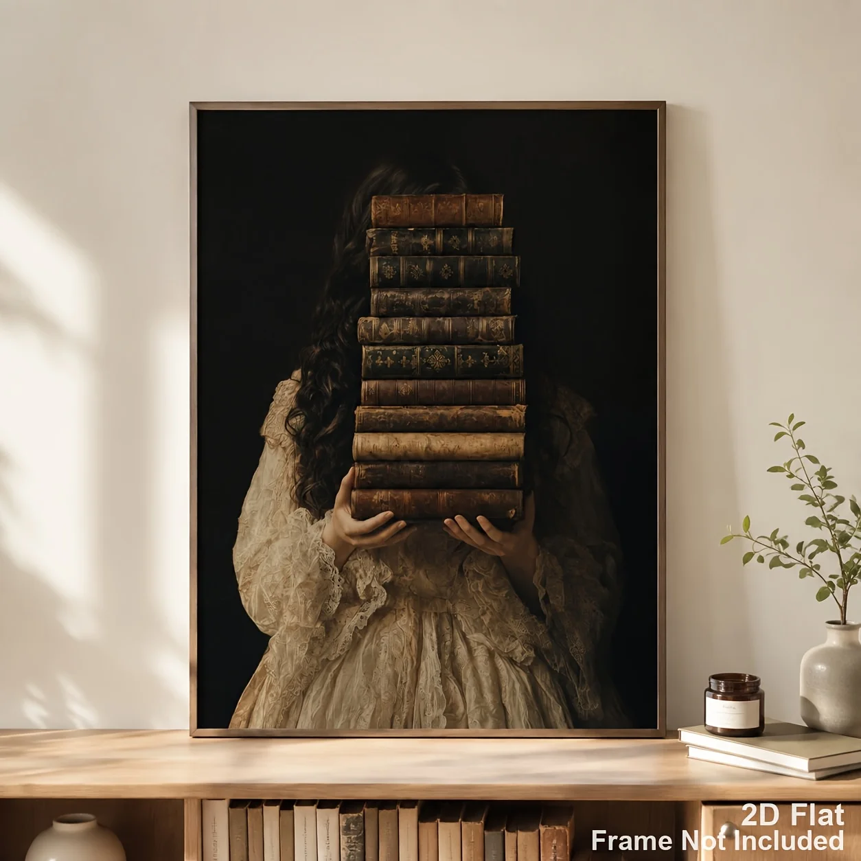 (No frame)2D Flat, Dark Academia Gothic Woman Poster - Vertical Wall Suitable for Living Room, Bedroom, Home Office Decor - V