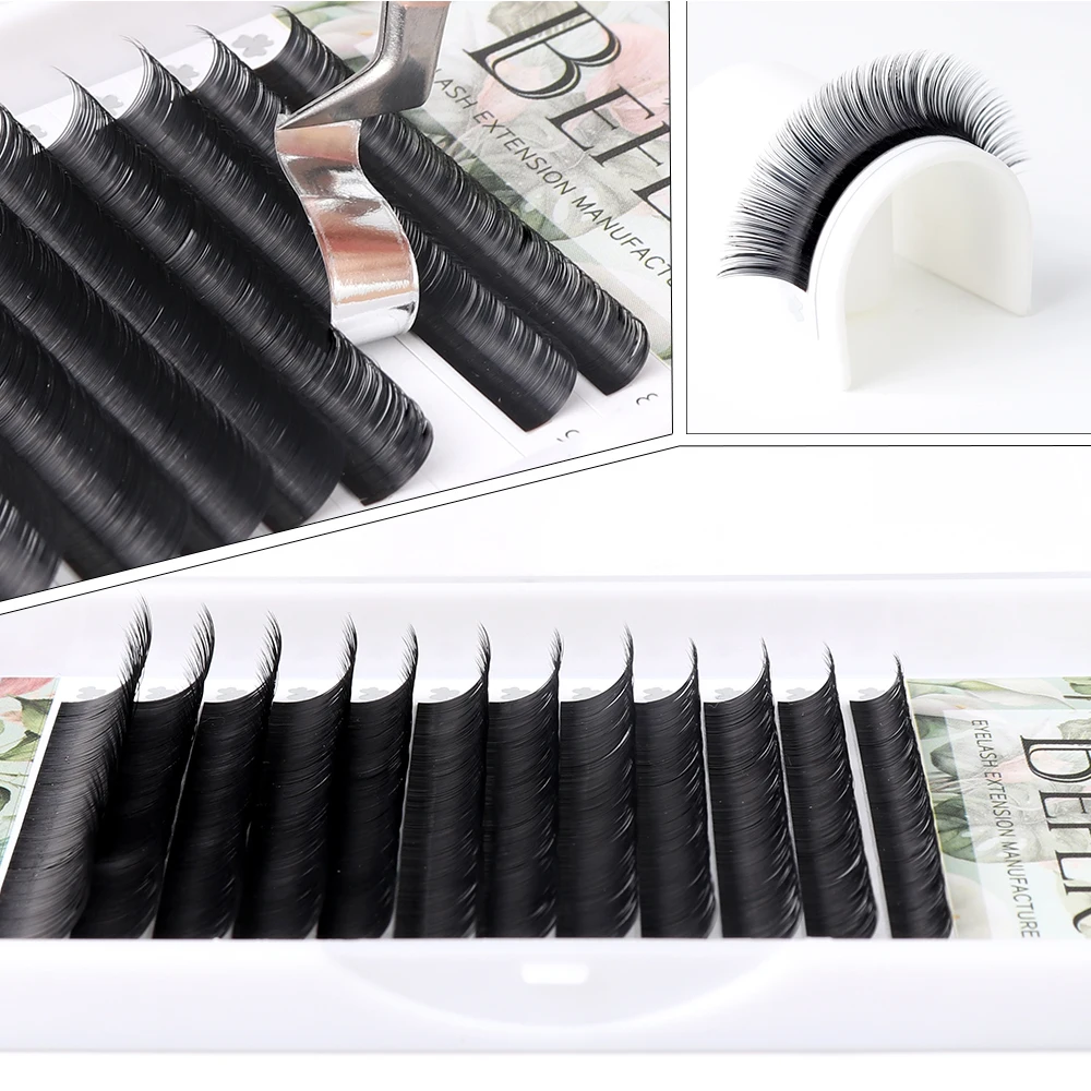 Befer Matte Ellipse Flat Lashes Extension Split-Tips Individual False Eyelash Mix8-15 Soft Ellipse Wires Professionals Supplies