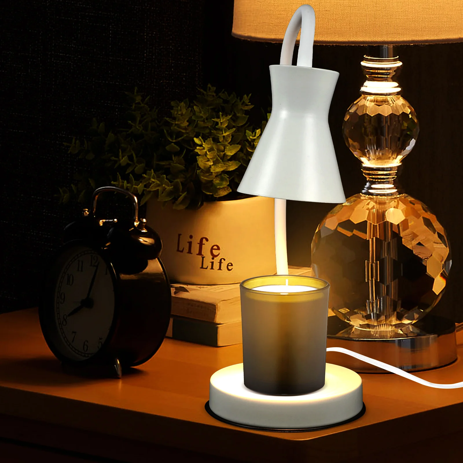 

1 Set Lamp Wax Melt Warmer For Jar Candles Romantic Atmosphere Elegant Night Light Eu Plug Lamp Wax Warmer Scented
