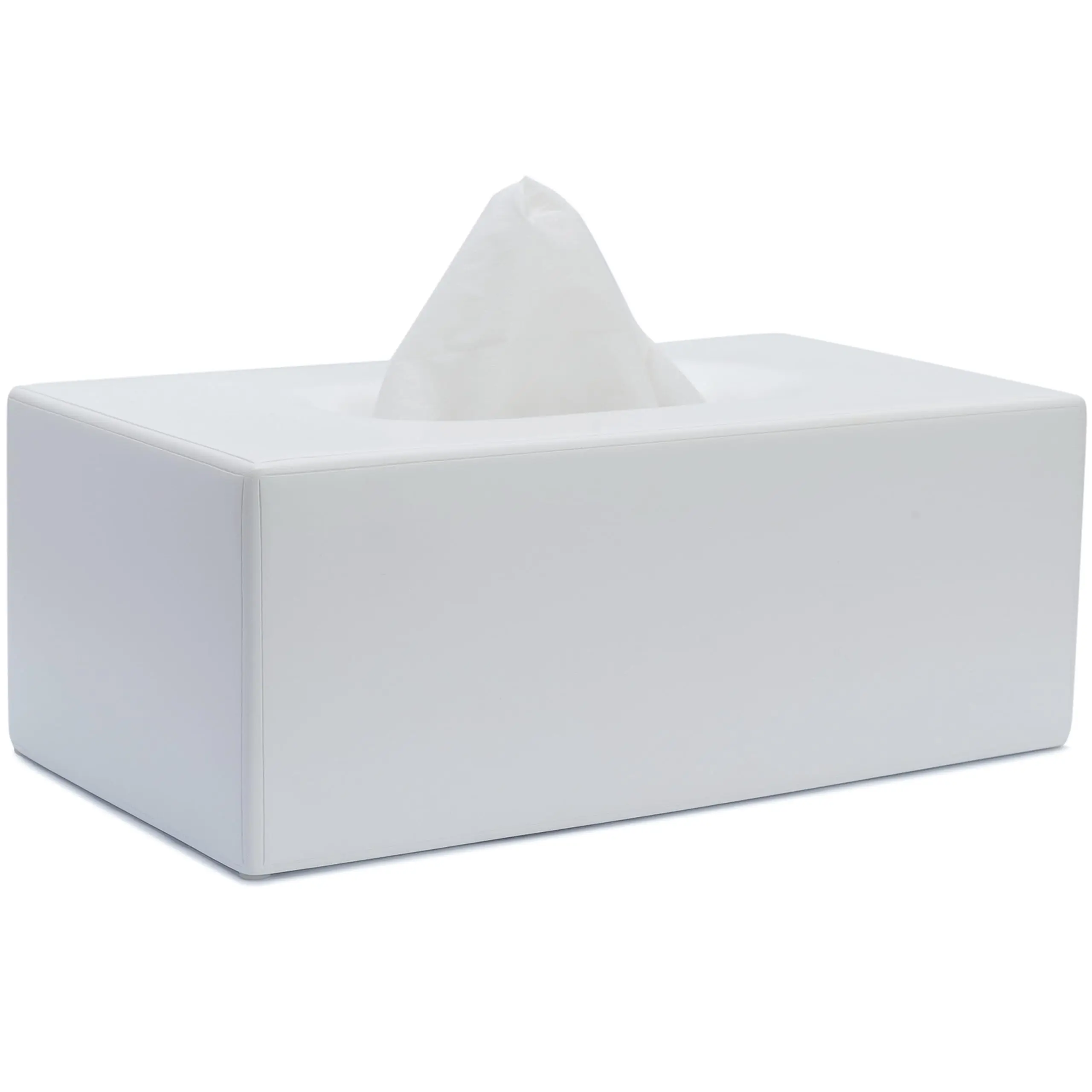 

Matte Finish White Rectangular Tissue Box Holder For Bathroom, Office, Bedroom, Dresser, Countertop, Nightstand And Car