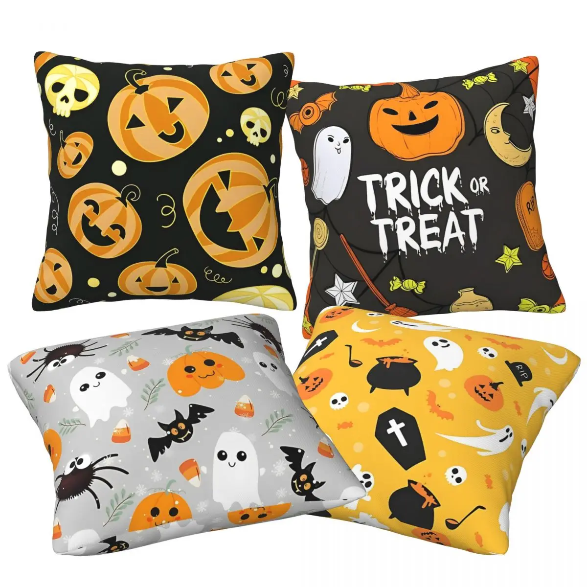 Cute Halloween Pumpkim Skull Pillowcase Printed Polyester Cushion Cover Decorative Pillow Case Cover Home Drop Shipping 40X40cm