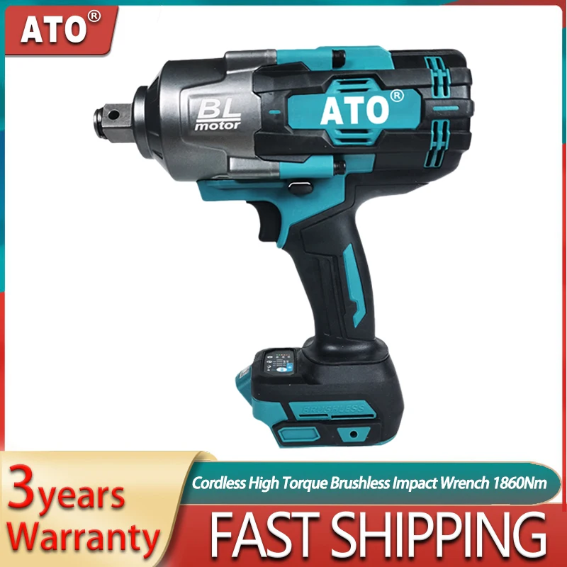 ATO Power Tools Brushless Cordless Impact Wrench  3/4 High Torque Electric Impact Wrench 1860NM For Makita 18V Battery