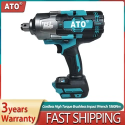 ATO Power Tools Brushless Cordless Impact Wrench  3/4 High Torque Electric Impact Wrench 1860NM For Makita 18V Battery