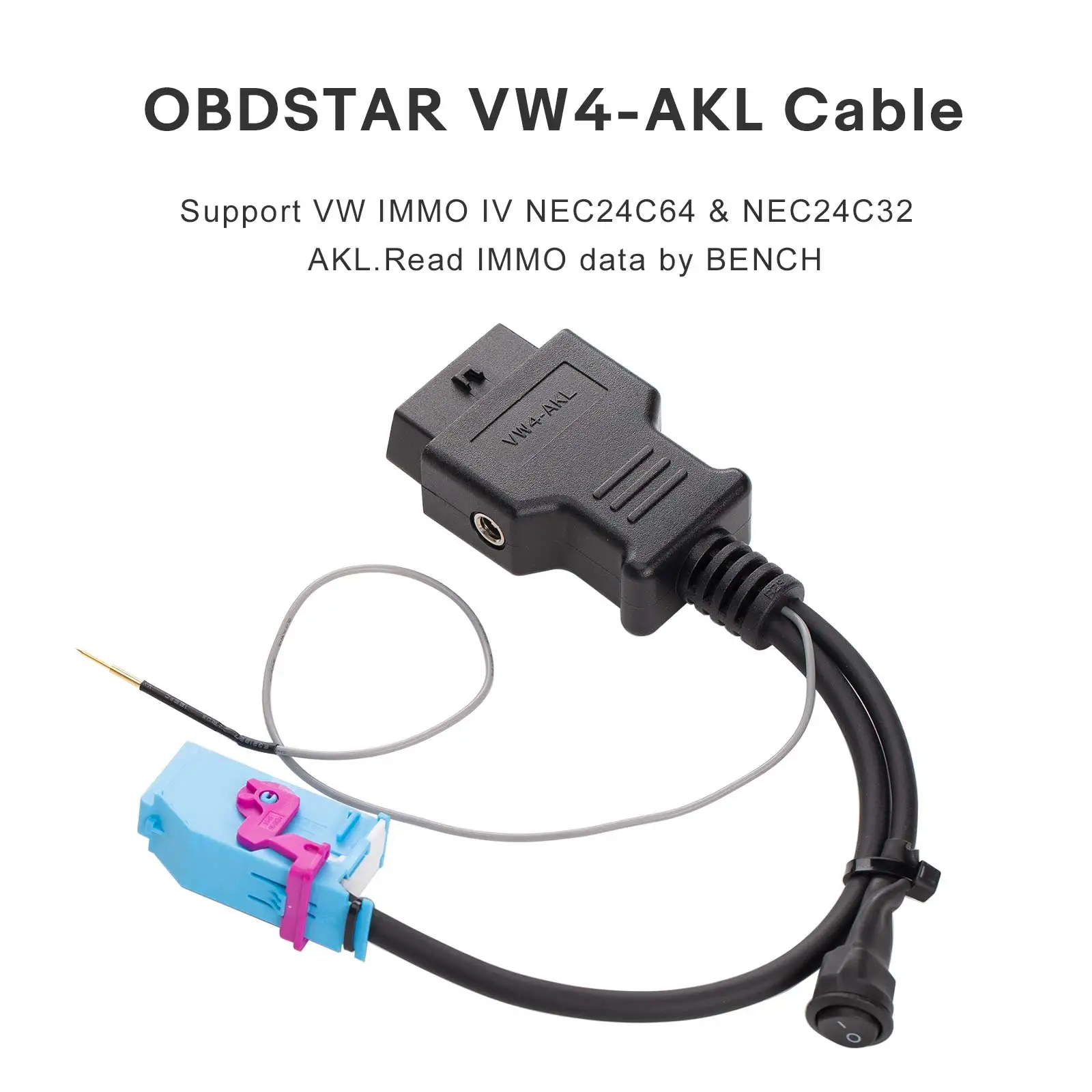 OBDSTAR VW4-AKL Cable for VAG IMMO4 NEC24C64 NEC24C32 All Keys Lost Used with X300 DP Plus/X300 Pro4/X300 Classic G3