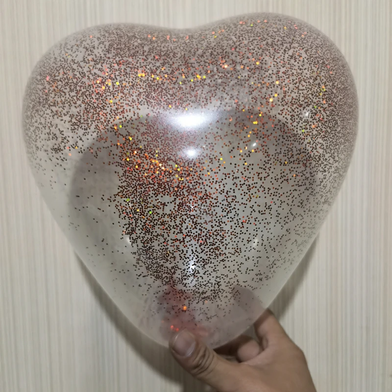 Filled with 1mm Laser Sequins The New Wedding Decoration Is High Transparent Heart-shaped Love Peach Heart Latex Balloon