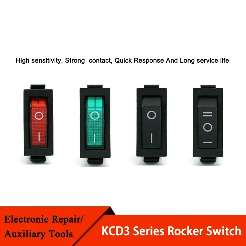 KCD3 Rocker Switch ON-OFF 2/3 Position 3 Pin Electrical equipment  With Light Power Switch 16A 250V / 20A 125VAC 35x31x14mm