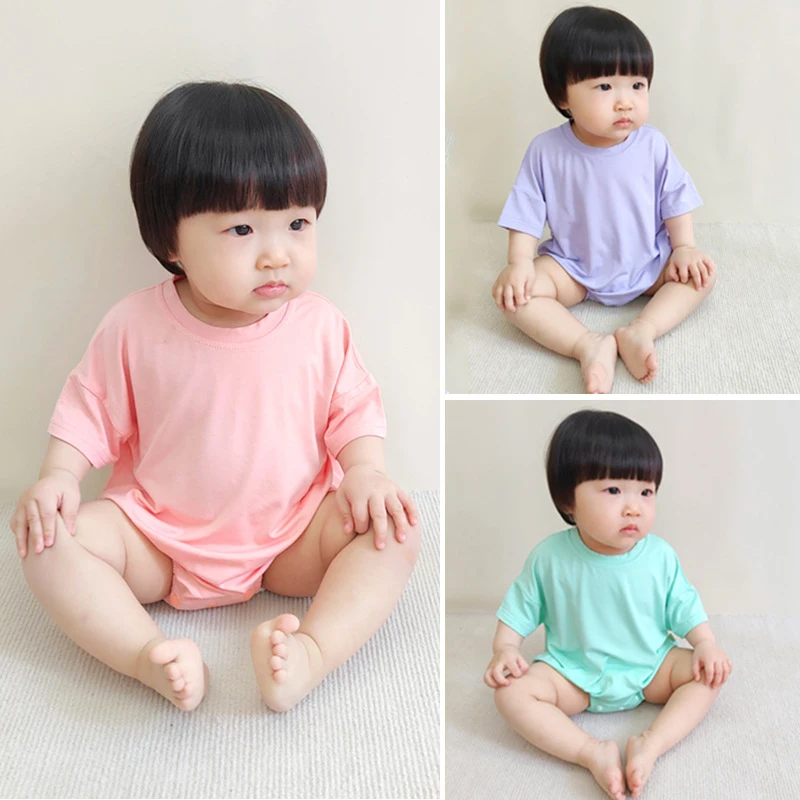 Toddler Kids Baby Rompers Infant Baby Girls Short Sleeve Jumpsuit Children Summer Girls Ice Silk Air Conditioned Pajamas Rompers