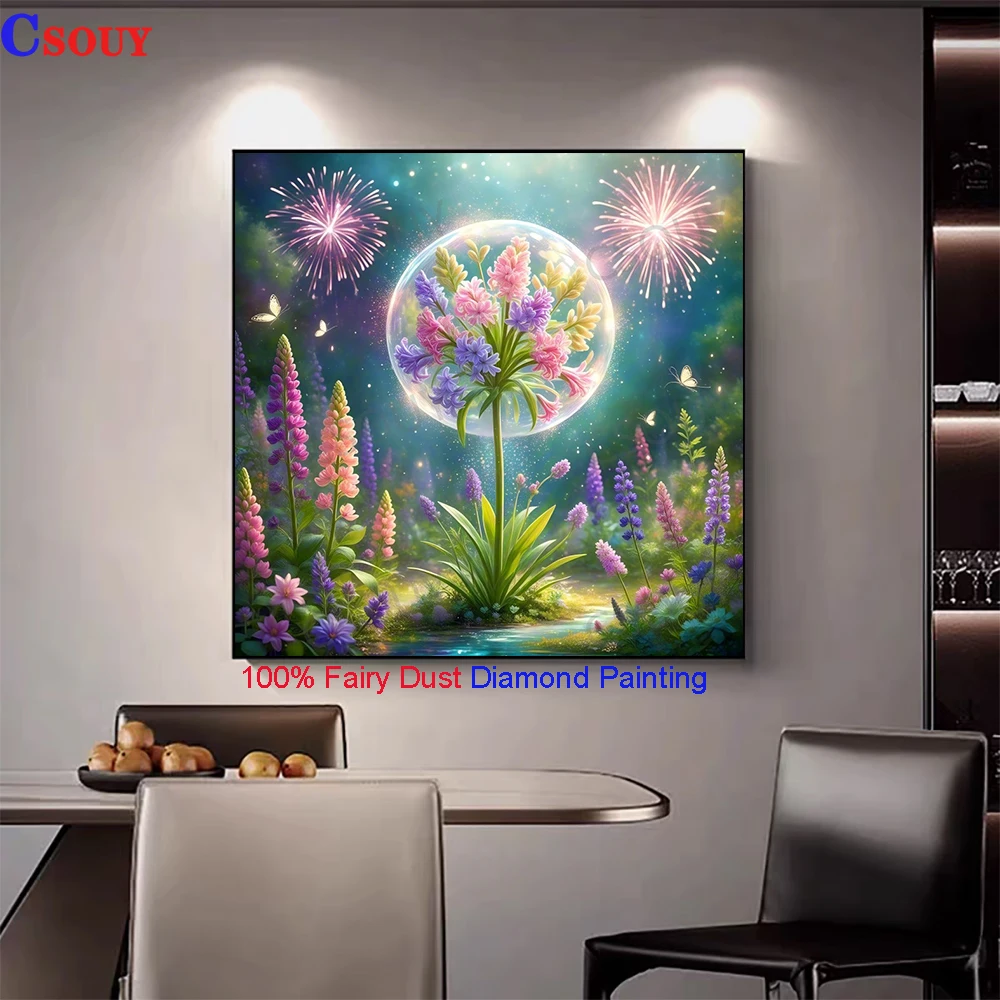 100% Fairy Dust Diy Diamond Painting Cross Stitch Beauty Flowers Dining Embroidery Square Mosaic Home Decor Needlework Crystal