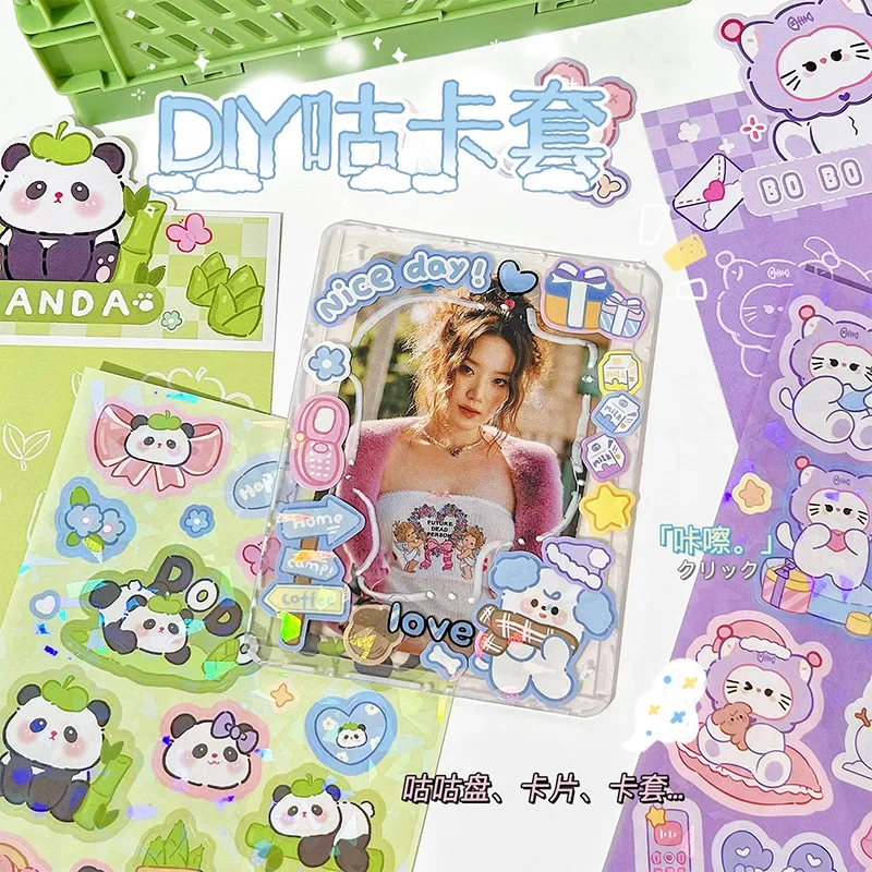 Cartoon Dier Familie Guka Sticker Schattige Panda Handboek Sticker Diy Decoratie