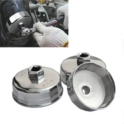 1/2 Square Drive 64mm~102mm 15 Flutes End Cap Oil Filter Wrench  Steel Bowl Type Auto Disassembly Tool for Car Repair  Universal