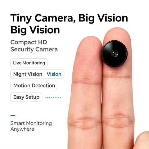 V13  Compact Portable HD Wireless Surveillance Camera, Wide Angle View Clear Night Vision Motion Detection Reminder, Remote View via Phone, Small Smart Security Video Camera for Indoor Home