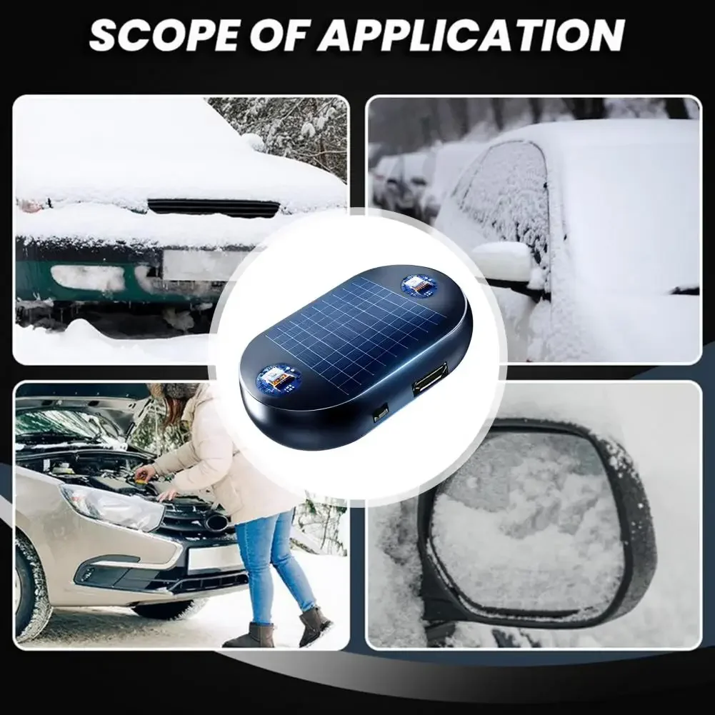 Winter Portable Solar Windshield Deicer Electromagnetic Anti Freeze Device With USB Output For Car Window
