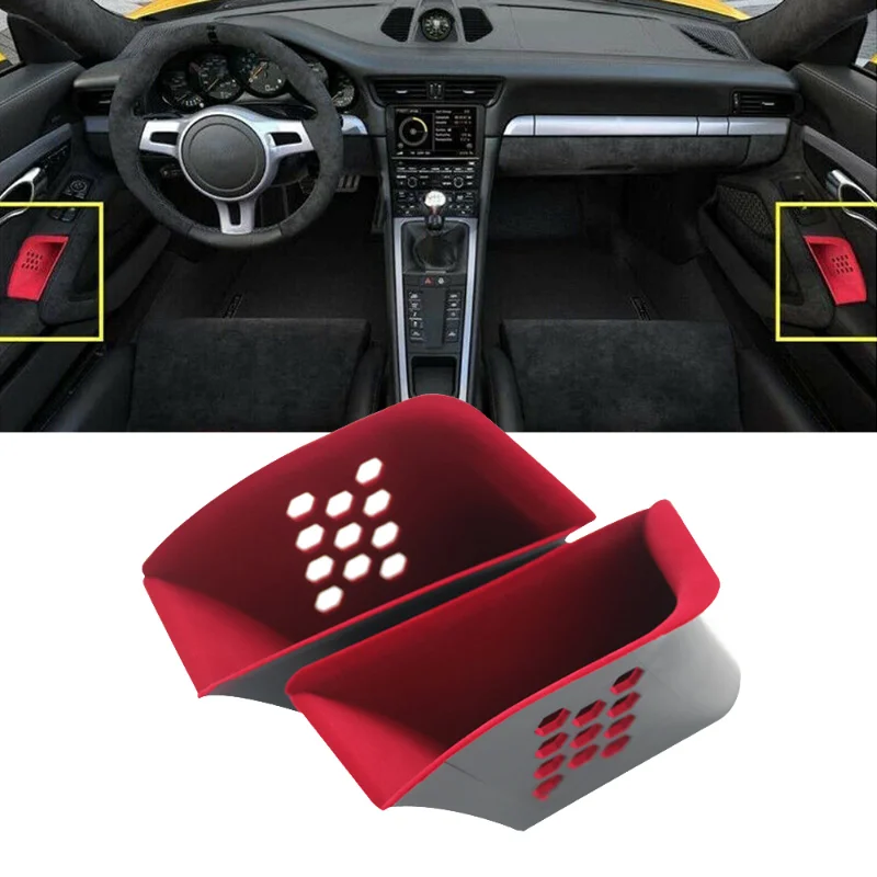 

2pc Car Door Armrest Storage Box Organizer Car Console Armrest Storage Case Decor Red Accessories for Porsche 911 Boxster Cayman